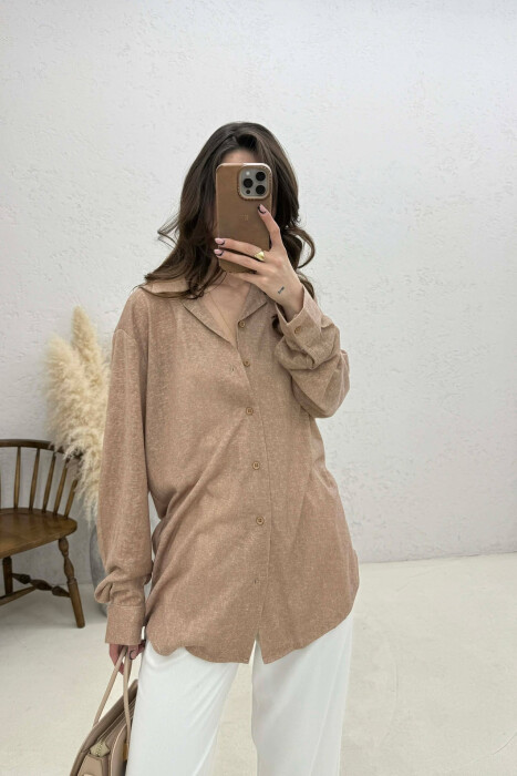 SIMPLE WOMAN SHIRT LIGHT BROWN/KAZB - 