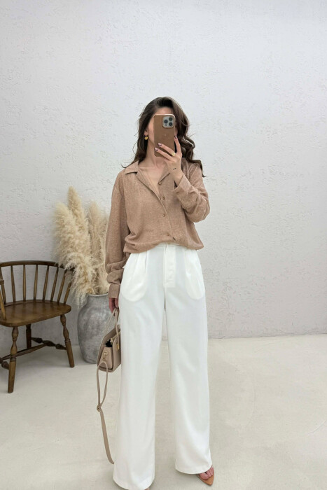 SIMPLE WOMAN SHIRT LIGHT BROWN/KAZB - 2