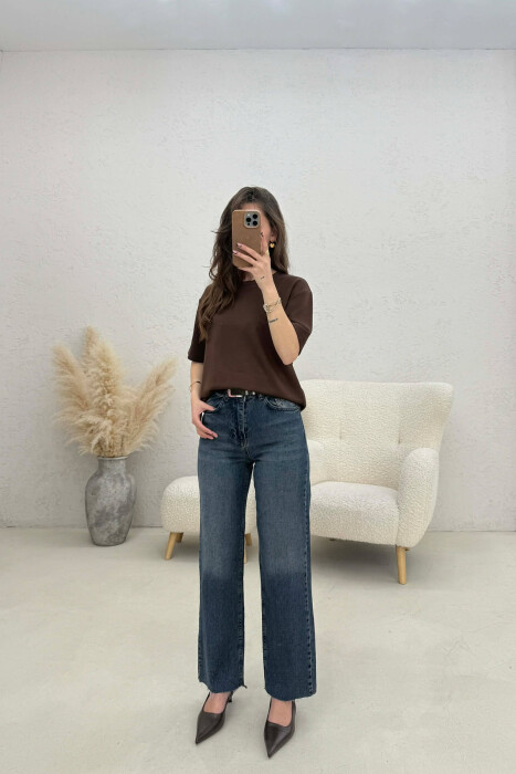 SIMPLE WOMAN T-SHIRT BROWN/KAFE - 2