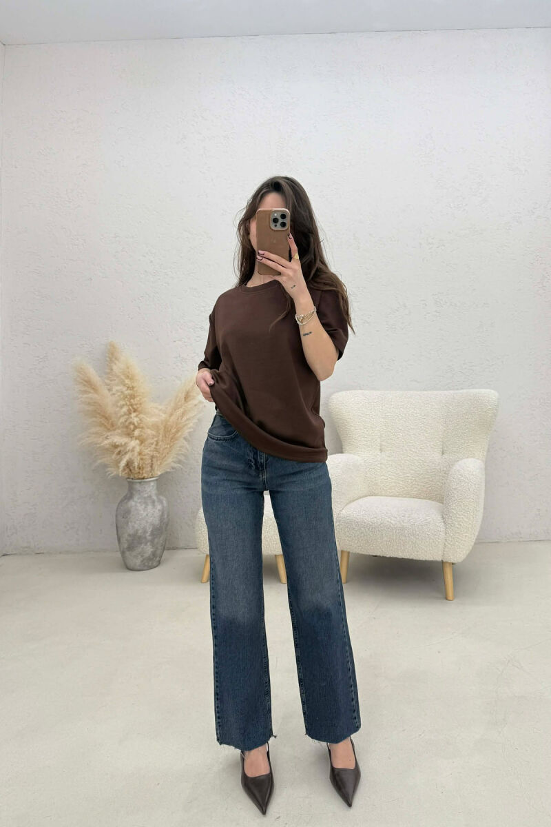 SIMPLE WOMAN T-SHIRT BROWN/KAFE - 4