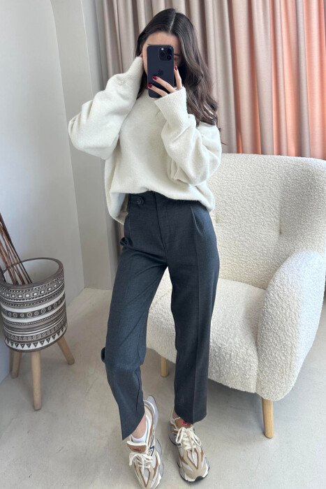 SIMPLE ONE COLOR WOMAN TROUSERS DARK GREY/GEE 