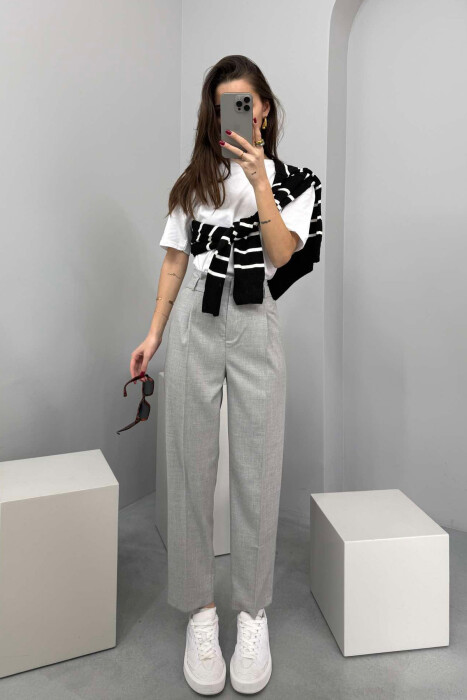 SIMPLE ONE COLOR WOMAN TROUSERS GREY/GRI 