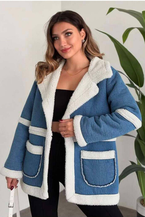 XHAKETË ME PUSH PËR FEMRA NË NGJYRËN BLU - KLAUDIO FASHION