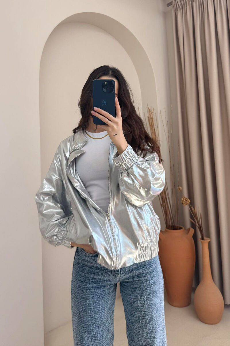ONE COLOR SIMPLE WOMAN JACKET SILVER/ARGJEND - 3