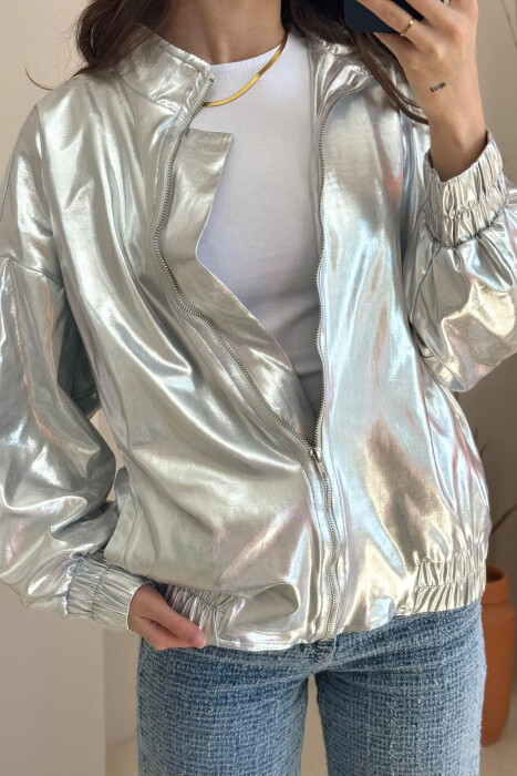 ONE COLOR SIMPLE WOMAN JACKET SILVER/ARGJEND - 6