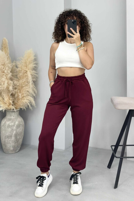 ONE COLOR WOMEN JOGGERS BURGUNDY/VISHNJE 