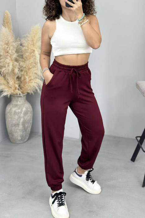 ONE COLOR WOMEN JOGGERS BURGUNDY/VISHNJE - 3
