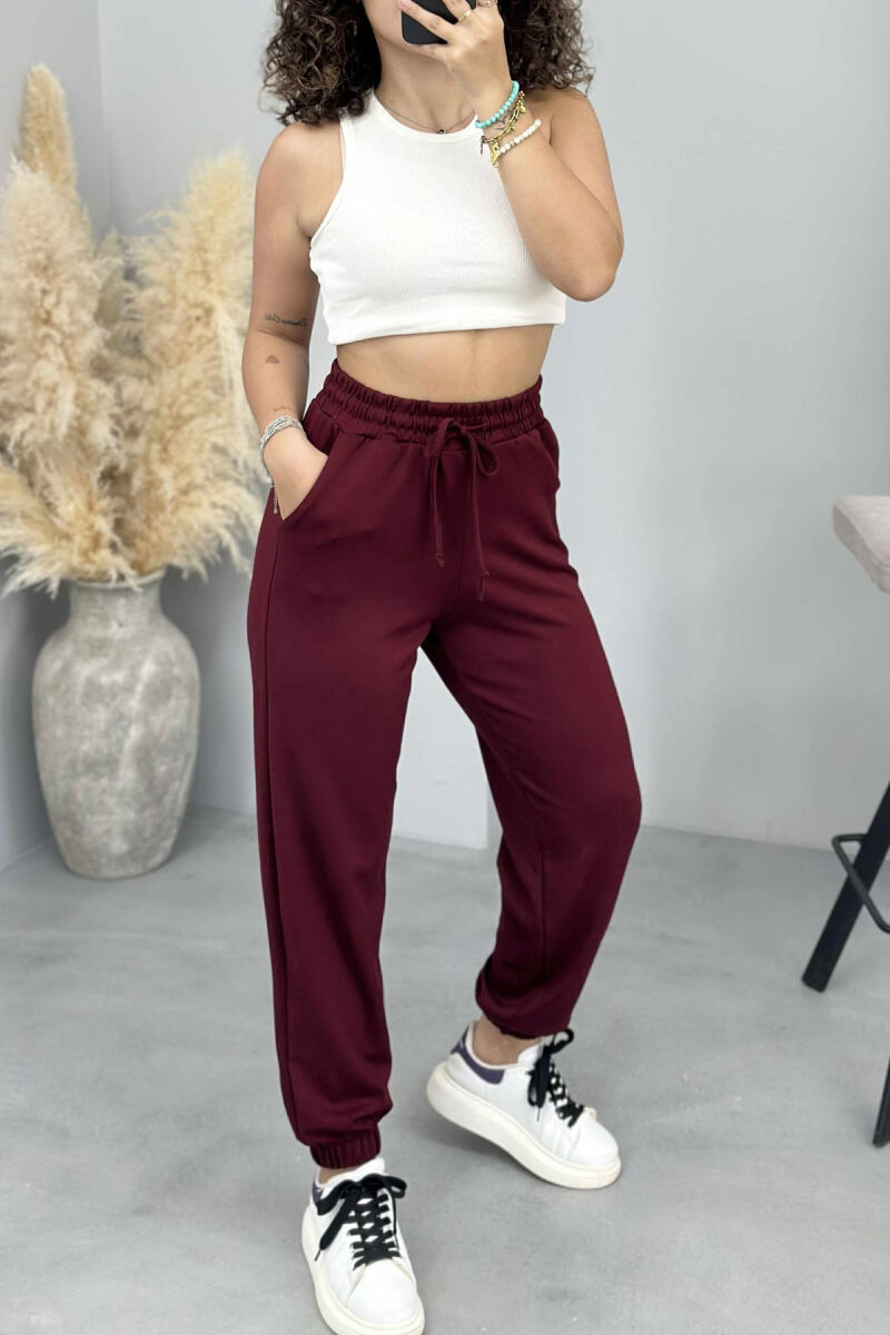 ONE COLOR WOMEN JOGGERS BURGUNDY/VISHNJE - 3