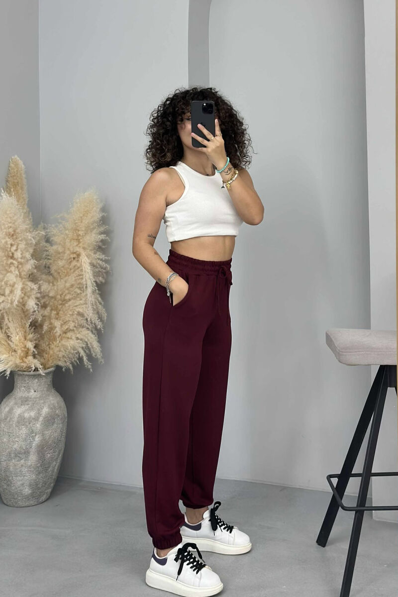 ONE COLOR WOMEN JOGGERS BURGUNDY/VISHNJE - 5