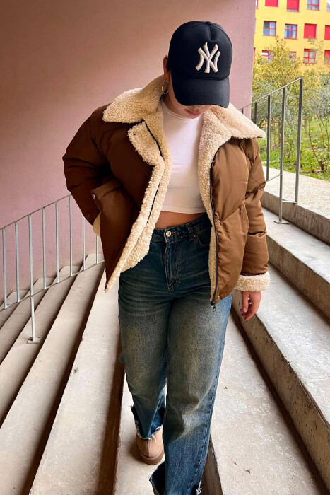 SIMPLE WOMEN PUFFER JACKET BROWN/KAFE 