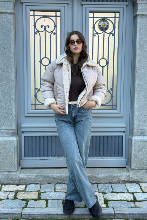 SIMPLE WOMEN PUFFER JACKET BEIGE/BEZHE - 1