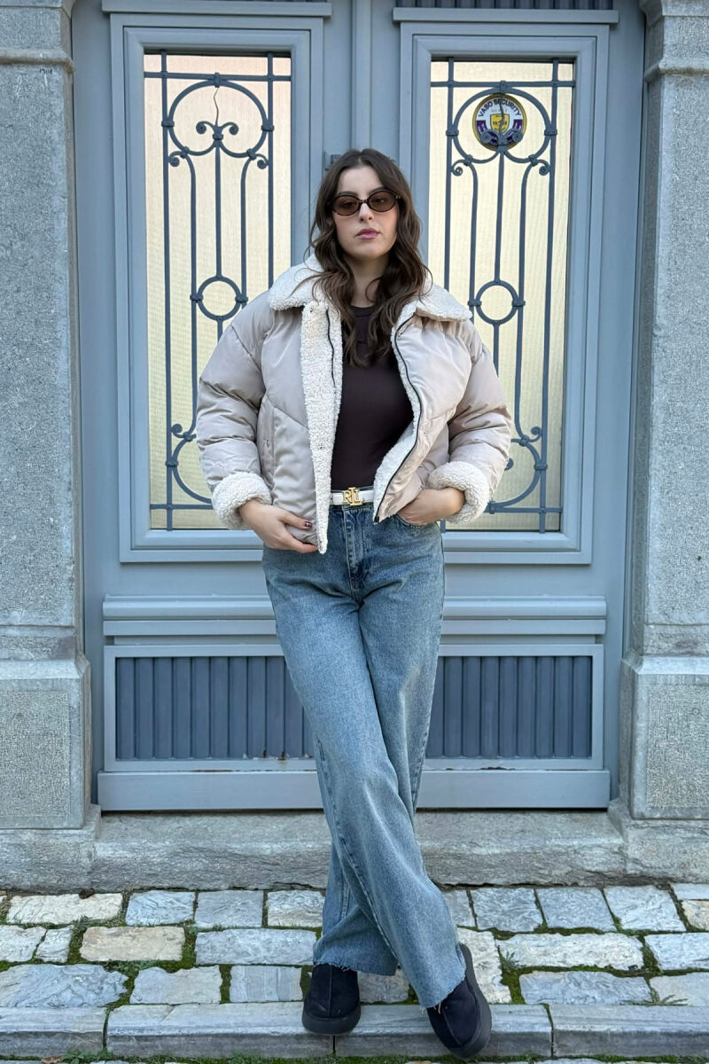 SIMPLE WOMEN PUFFER JACKET BEIGE/BEZHE - 1