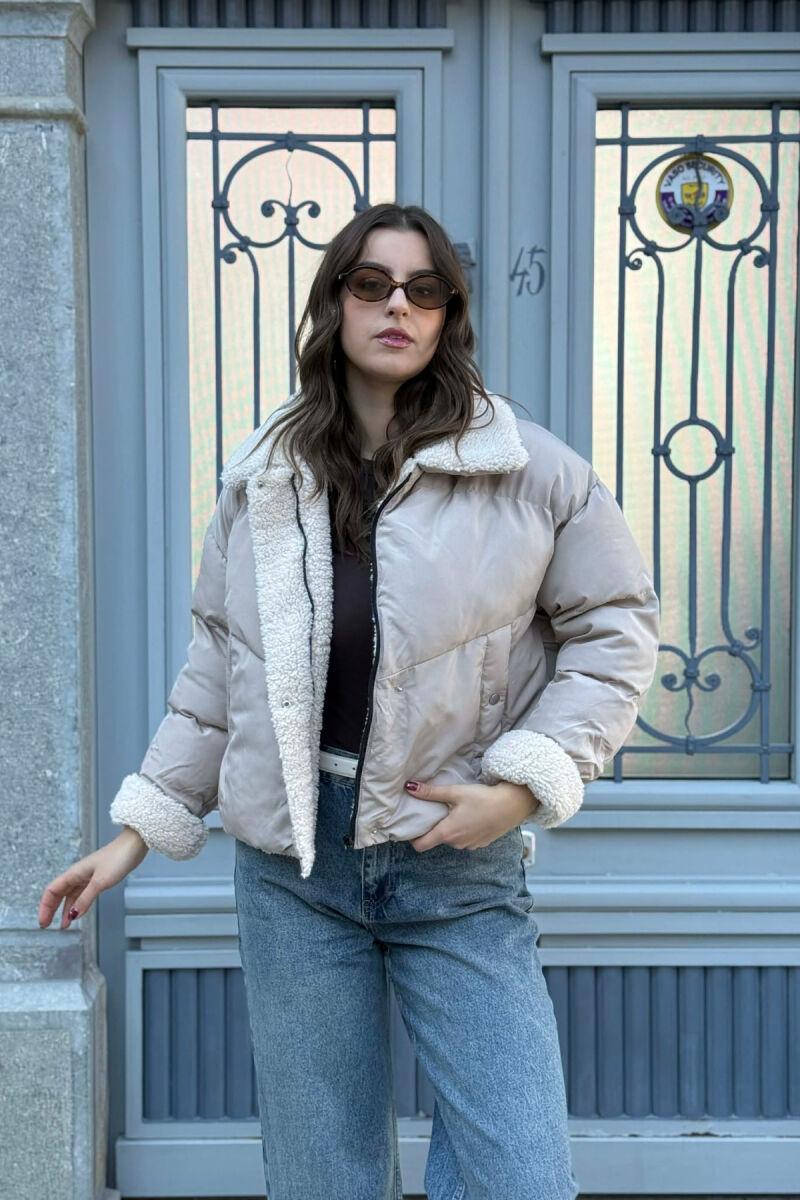 SIMPLE WOMEN PUFFER JACKET BEIGE/BEZHE - 2