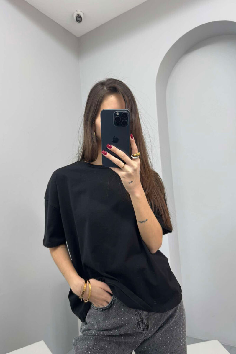 ONE COLOR SIMPLE WOMEN T-SHIRT BLACK/ E ZEZE - 2