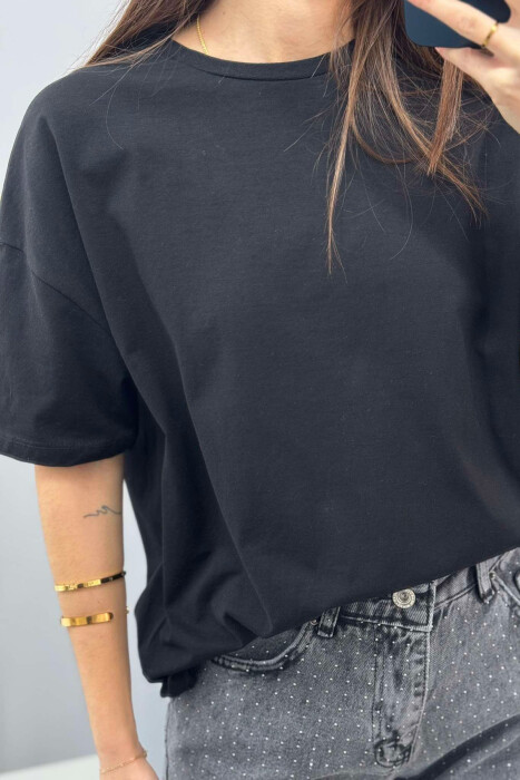 ONE COLOR SIMPLE WOMEN T-SHIRT BLACK/ E ZEZE - 3