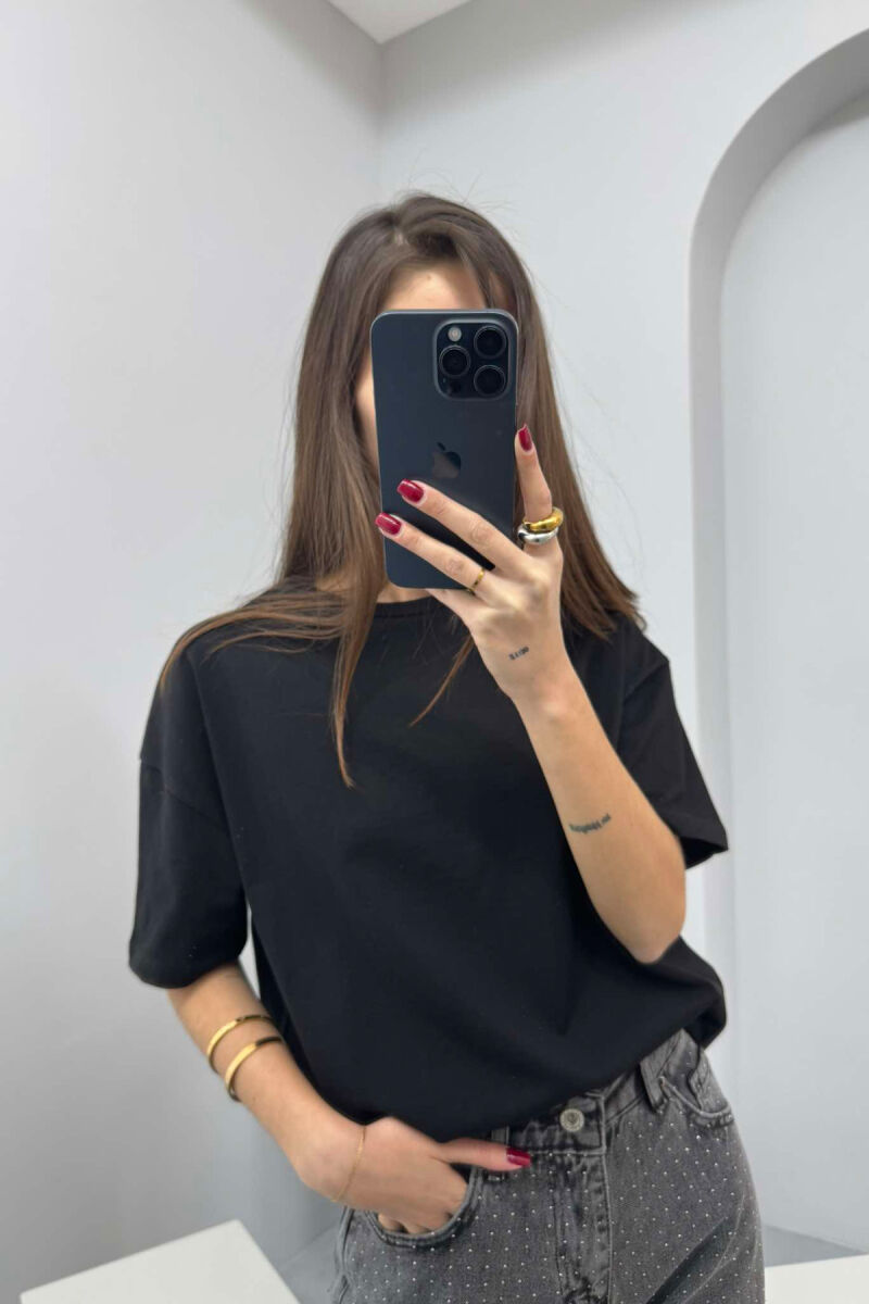 ONE COLOR SIMPLE WOMEN T-SHIRT BLACK/ E ZEZE - 4
