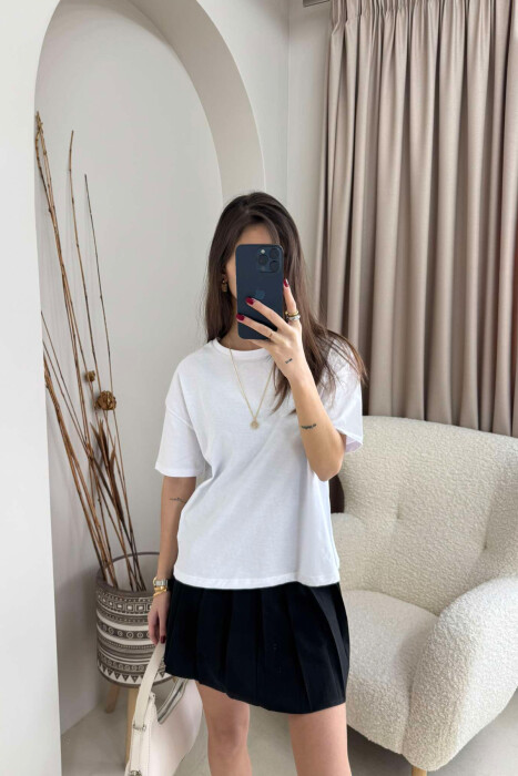 ONE COLOR SIMPLE WOMEN T-SHIRT WHITE-E BARDHE - 1