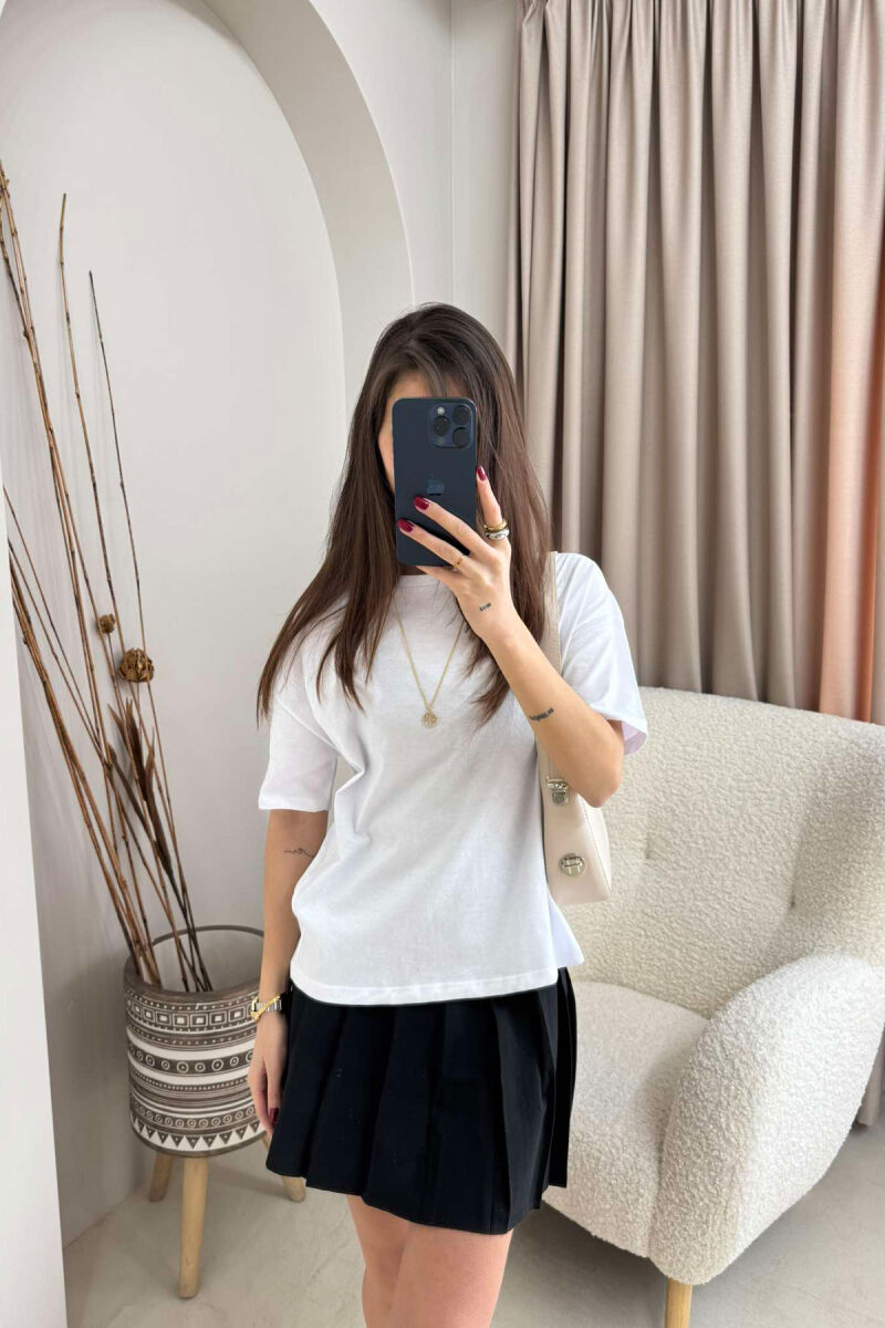 ONE COLOR SIMPLE WOMEN T-SHIRT WHITE-E BARDHE - 2