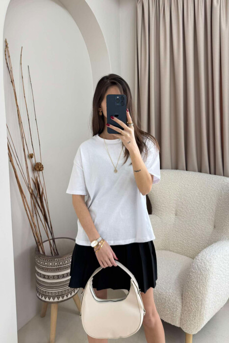 ONE COLOR SIMPLE WOMEN T-SHIRT WHITE-E BARDHE - 3