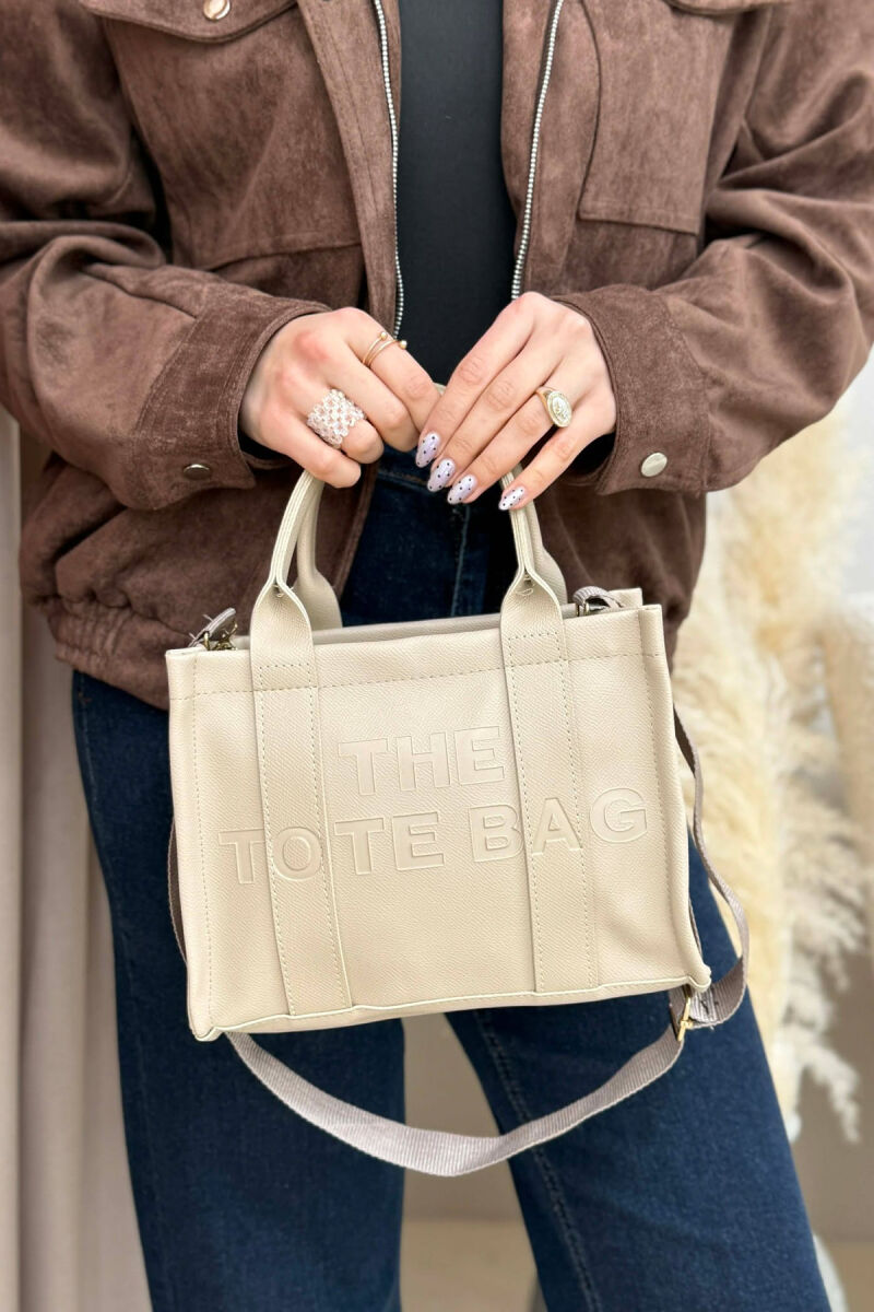 SIMPLE WRITTINGS LEATHER WOMEN BAG BEIGE/BEZHE - 1