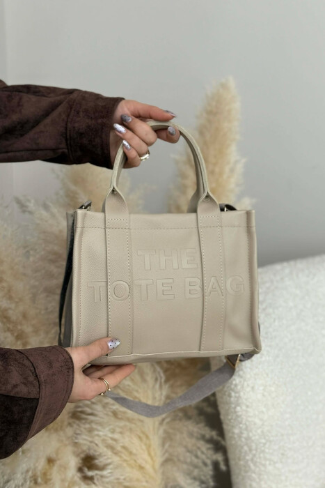 SIMPLE WRITTINGS LEATHER WOMEN BAG BEIGE/BEZHE - 4