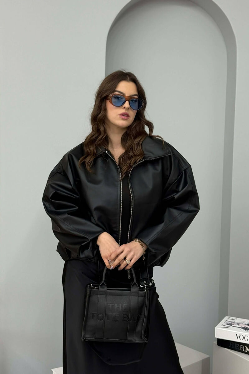 SIMPLE WRITTINGS LEATHER WOMEN BAG BLACK/ E ZEZE - 4