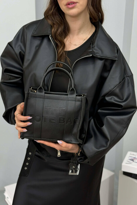 SIMPLE WRITTINGS LEATHER WOMEN BAG BLACK/ E ZEZE 