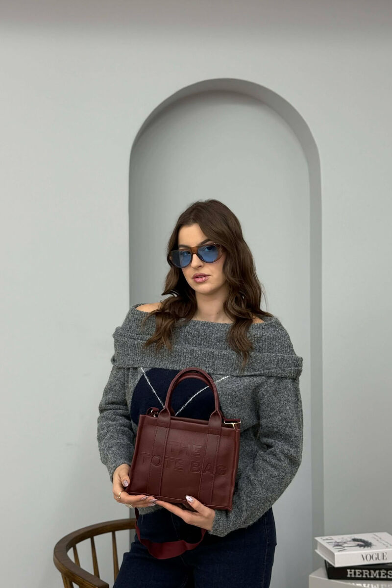 SIMPLE WRITTINGS LEATHER WOMEN BAG BURGUNDY/VISHNJE - 3