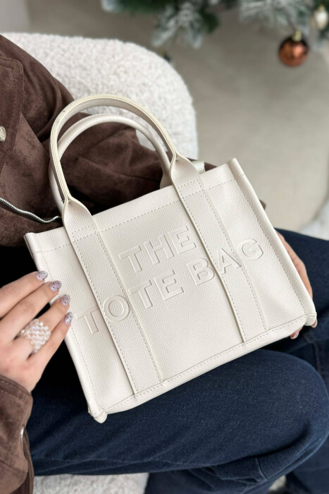 SIMPLE WRITTINGS LEATHER WOMEN BAG CREAM/KREM 