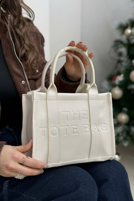 SIMPLE WRITTINGS LEATHER WOMEN BAG CREAM/KREM - 7