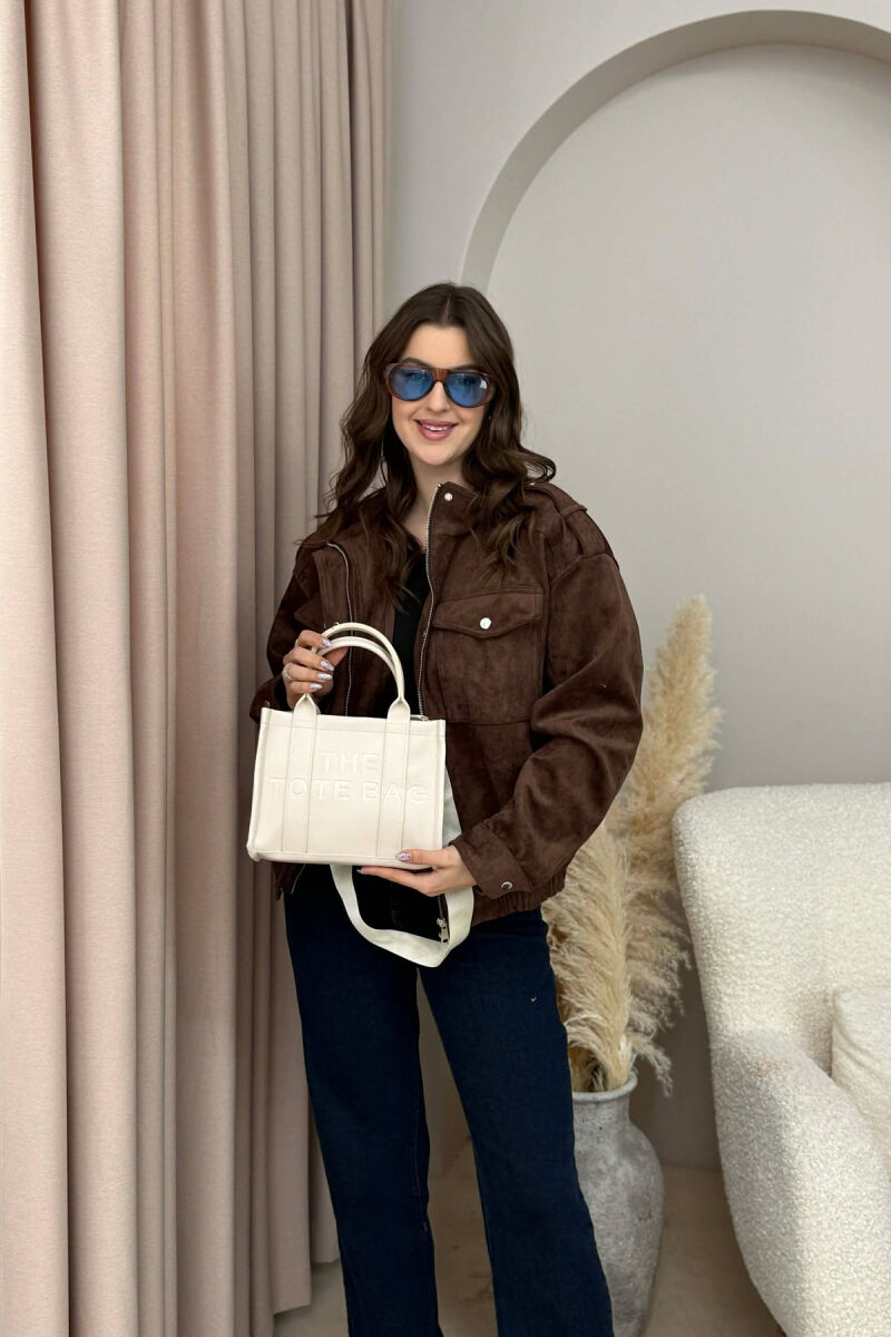 SIMPLE WRITTINGS LEATHER WOMEN BAG CREAM/KREM - 8