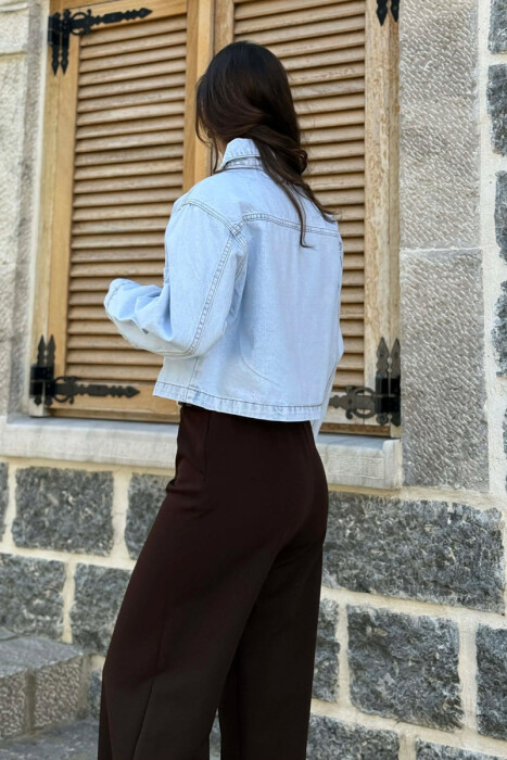 SINGLE POCKET DENIM ZIPPER WOMEN JACKET LIGHTBLUE/BZ - 5