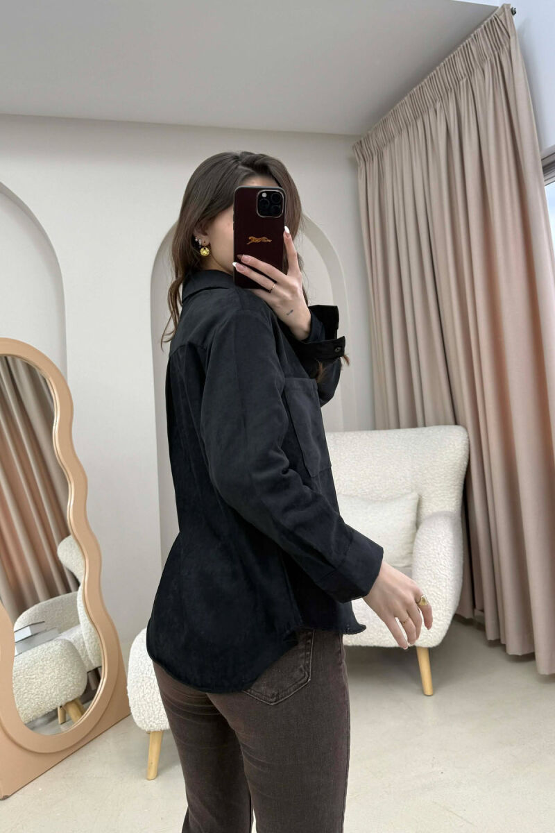 SINGLE POCKET ONE COLOR WOMEN SHIRT BLACK/ E ZEZE - 2