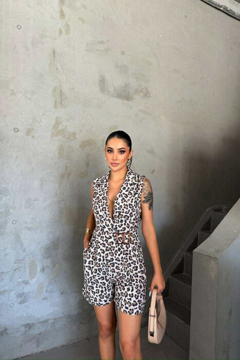 SLEEVELESS LEO DESIGN WOMEN JUMPSUIT LEO/LEOPARD - KLAUDIO FASHION