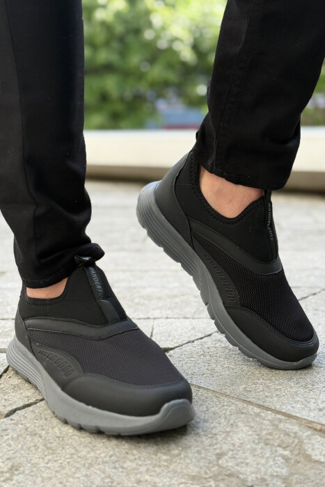 SLIP ON EVERYDAY SIMPLE MEN SNEAKERS BLACK-GREY/ZEGR - KLAUDIO FASHION