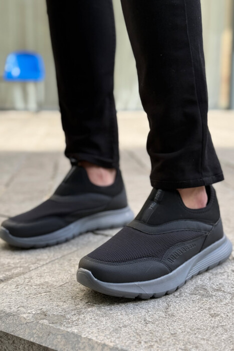 SLIP ON EVERYDAY SIMPLE MEN SNEAKERS BLACK-GREY/ZEGR - 4