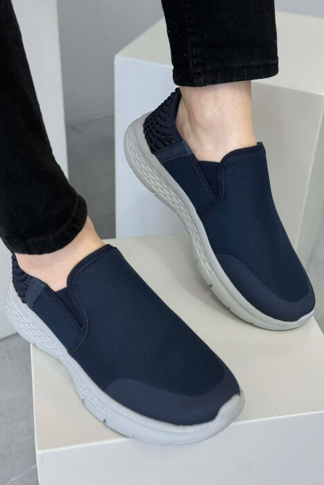 SLIP ON SIMPLE EVERYDAY MEN SNEAKERS BLUE/BLU - 3