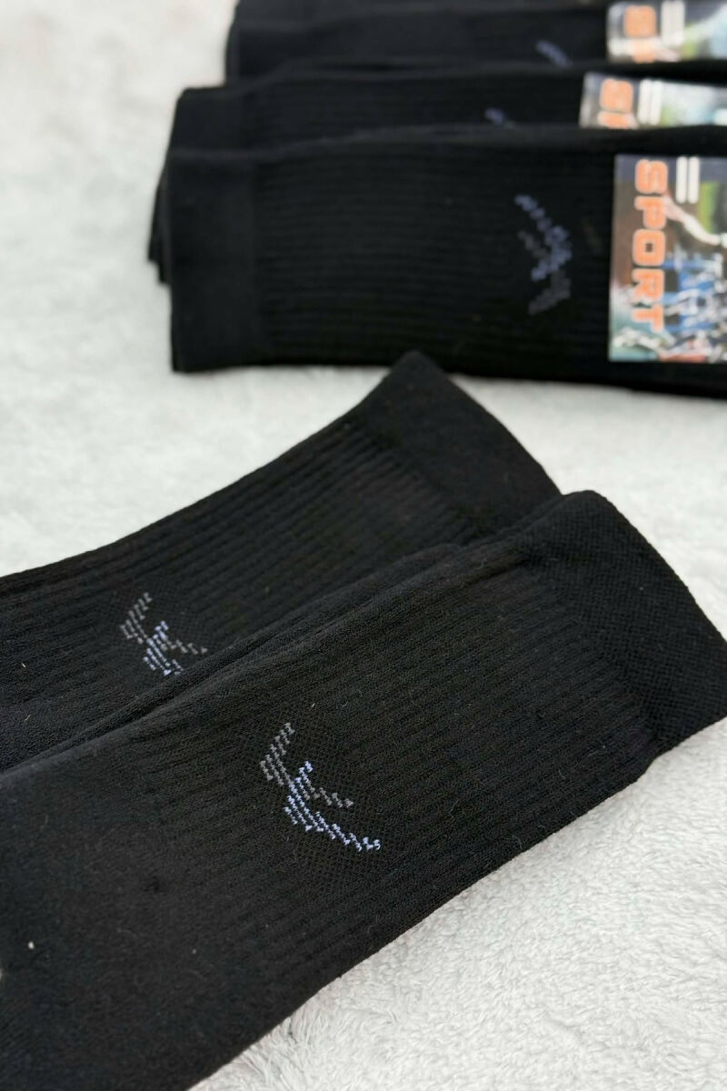 SMALL LOGO 6 PAIR MEN SOCKS BLACK/ E ZEZE - 4