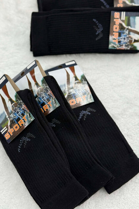 SMALL LOGO 6 PAIR MEN SOCKS BLACK/ E ZEZE - 6