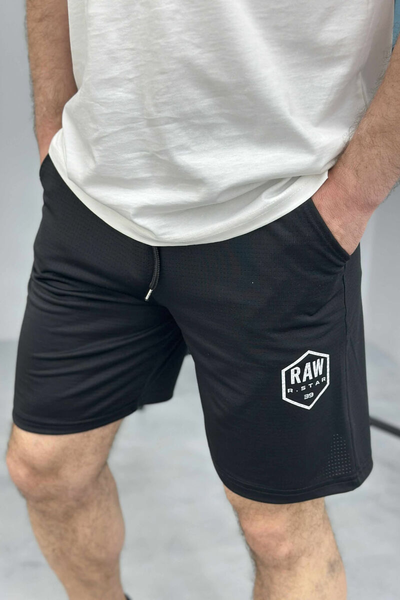 SMALL LOGO ONE COLOR SHORT MEN SWEATPANTS BLACK/ E ZEZE - 3