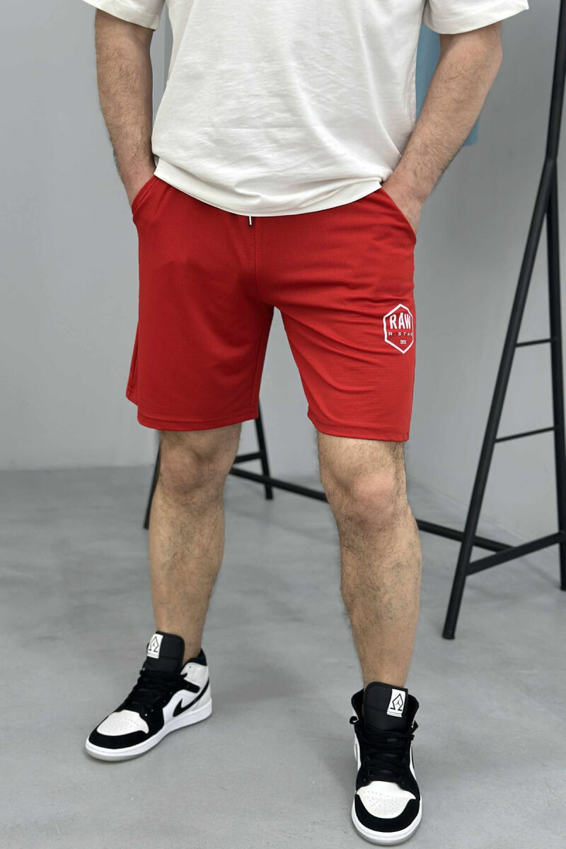 SMALL LOGO ONE COLOR SHORT MEN SWEATPANTS RED/E KUQE - 2