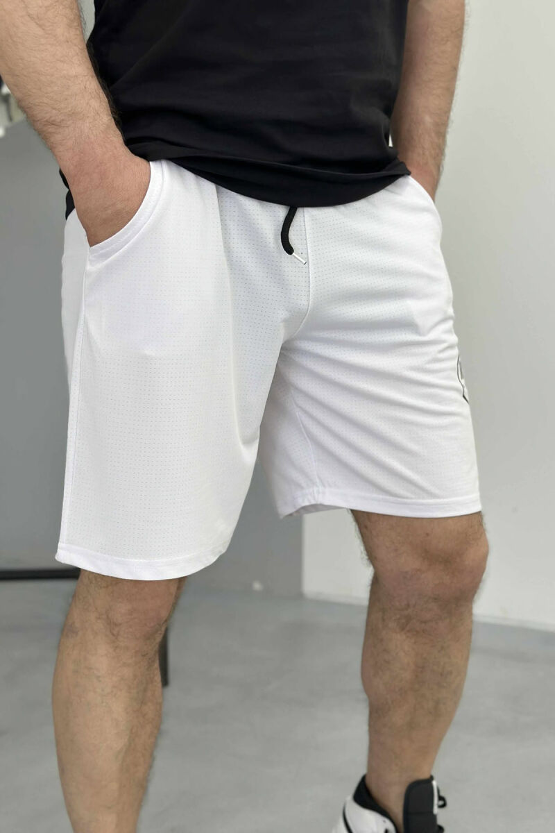 SMALL LOGO ONE COLOR SHORT MEN SWEATPANTS WHITE-E BARDHE - 2