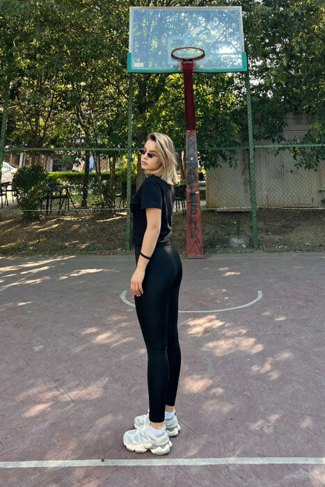 SMALL LOGO ONE COLOR WOMEN LEGGINGS BLACK/ E ZEZE - 2