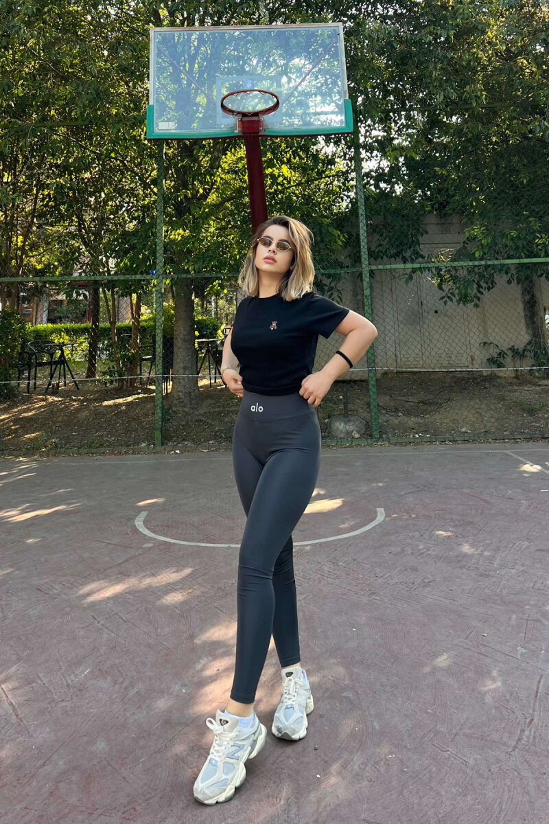 SMALL LOGO ONE COLOR WOMEN LEGGINGS DARK GREY/GEE - 3