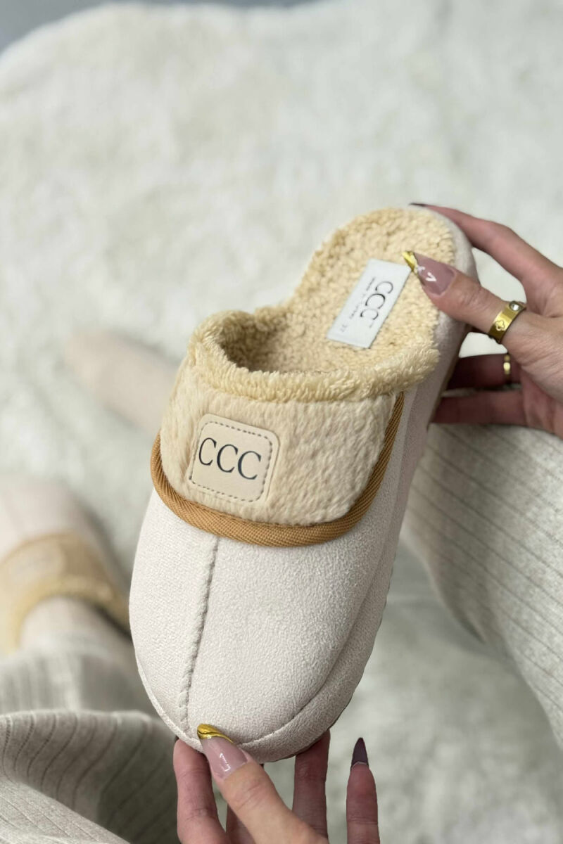 SMALL LOGO ONE COLOR WOMEN SLIPPERS BEIGE/BEZHE - 5