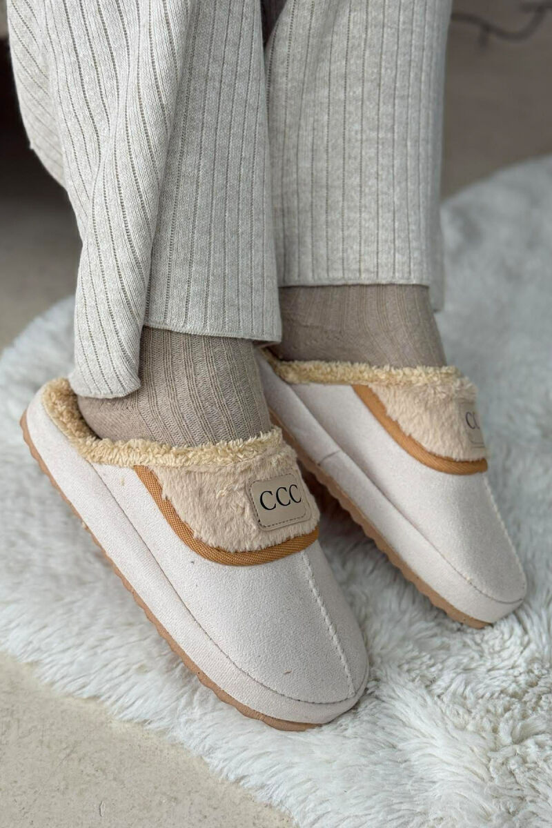 SMALL LOGO ONE COLOR WOMEN SLIPPERS CREAM/KREM - 1