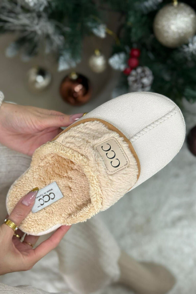 SMALL LOGO ONE COLOR WOMEN SLIPPERS CREAM/KREM - 4