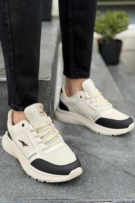 SMALL LOGO PLATFORM SIMPLE MEN SNEAKERS BLACK-BEIGE/ZEBE 