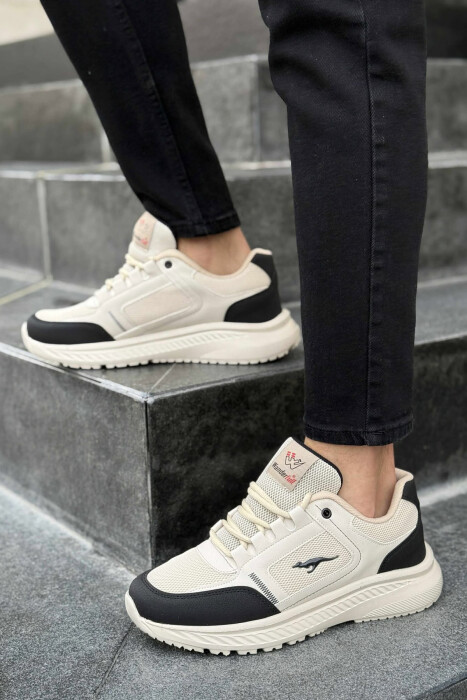 SMALL LOGO PLATFORM SIMPLE MEN SNEAKERS BLACK-BEIGE/ZEBE - 3