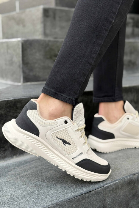 SMALL LOGO PLATFORM SIMPLE MEN SNEAKERS BLACK-BEIGE/ZEBE - 4